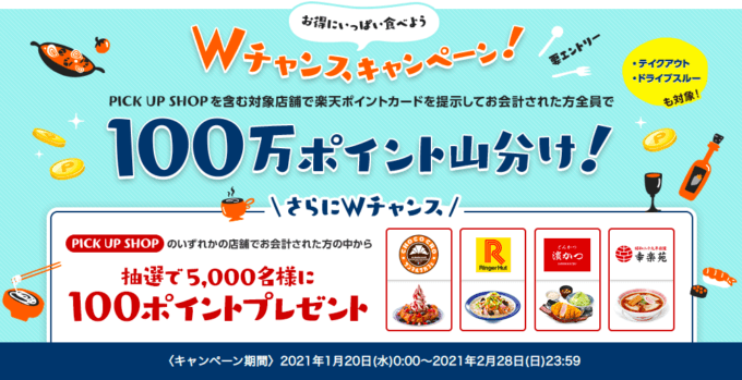 楽天ポイントがお得！2021年2月28日（日）まで