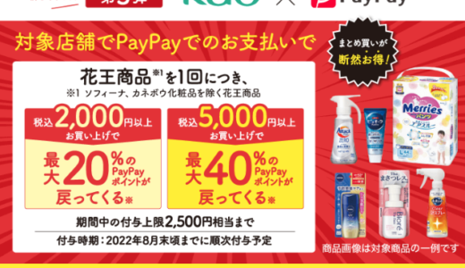 花王の商品購入でPayPay（ペイペイ）がお得！2022年6月30日（木）まで最大40%戻ってくる【第5弾】