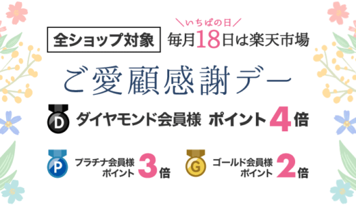 楽天市場のご愛顧感謝デーについて！2024年4月18日（木）はポイント最大4倍還元