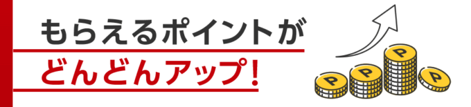 利用合計金額に応じてポイントアップ