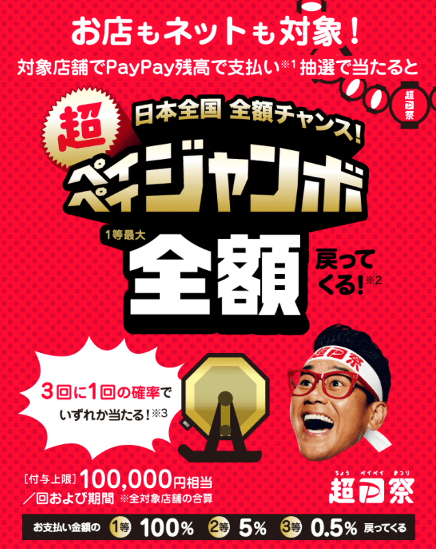 日本全国全額チャンス！超ペイペイジャンボが開催中！2022年3月31日（木）まで