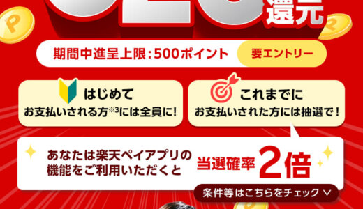 楽天ペイで楽天カードのコード・QR払いをすれば最大20%還元！2021年10月13日（水）まで