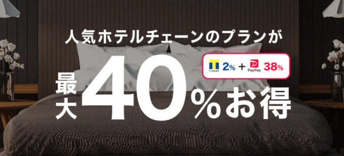 Yahoo!トラベル（ヤフートラベル）で人気ホテルチェーンのプランが最大40%お得！2021年12月6日（月）まで