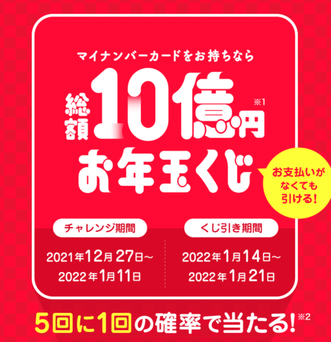 PayPay（ペイペイ）のお年玉くじが開催中！2022年1月21日（金）まで総額10億円キャンペーンくじ引き期間