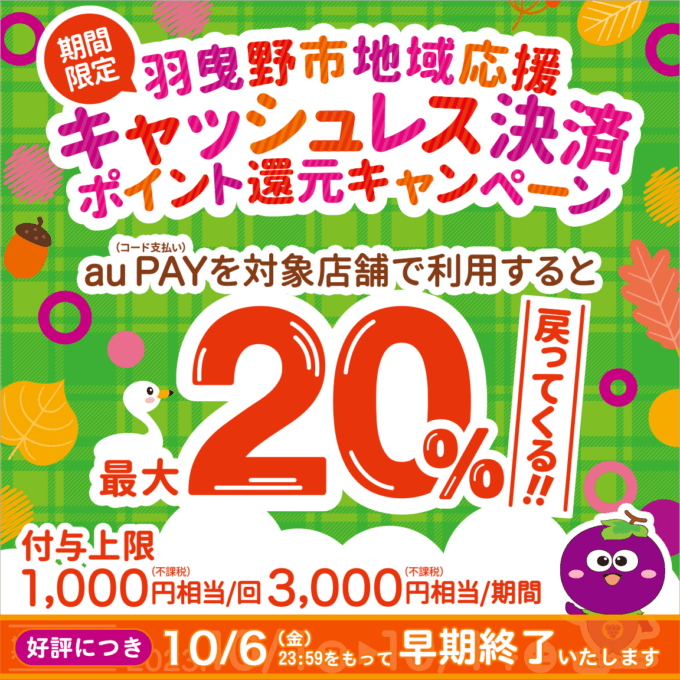 最大20%戻ってくる！2023年10月31日（火）まで