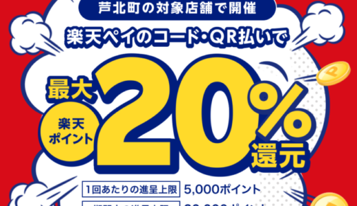 葦北郡芦北町で楽天ペイがお得！2023年2月28日（火）まで最大20％戻ってくるキャンペーン実施中