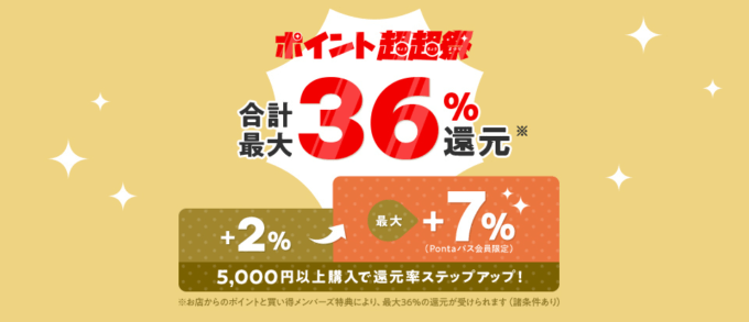 au PAYマーケットのポイント超超祭が開催中！2025年5月10日（土）まで最大36%還元