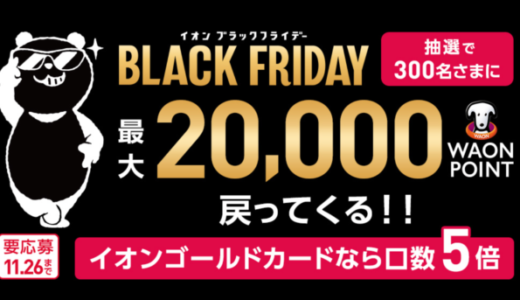 イオンカード ブラックフライデー特別企画が開催中！2023年11月26日（日）まで最大20,000WAON POINT戻ってくる