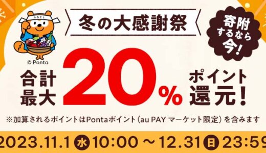 au PAYふるさと納税 冬の大感謝祭が開催中！2023年12月31日（日）まで