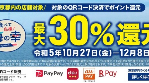 くら寿司が食べて応援！海の幸キャンペーンに参画中！2023年12月8日（金）まで最大30%のポイント還元