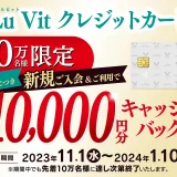 Lu Vit クレジットカード（ルビットクレカ）の新規入会&利用キャンペーンがお得！2024年1月10日（水）まで最大10,000円分キャッシュバック【先着10万名】