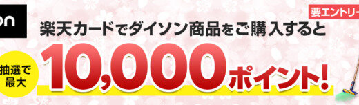 楽天カード ダイソン商品を購入すると抽選で最大10,000ポイントキャンペーンが開催中！2024年3月15日（金）まで