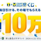 カウントダウン祭くじが開催中！2024年4月21日（日）まで最大10万ポイント当たる【毎日引ける、その場でもらえる】