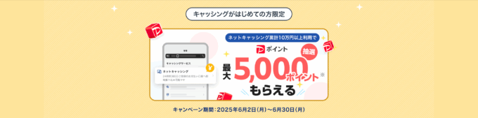 PayPayカード ネットキャッシング利用キャンペーンが開催中！2025年6月30日（月）まで最大5,000ポイントプレゼント