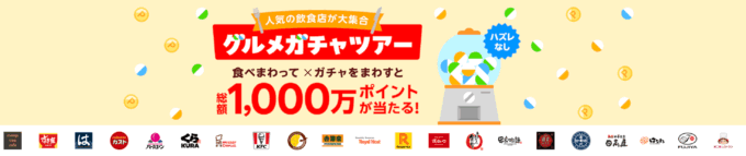 楽天ポイントカード グルメガチャツアーが開催中!2025年12月31日(水)まで人気の飲食店が大集合