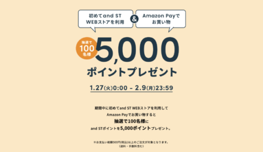 and ST（アンドエスティ）でAmazon Pay（アマゾンペイ）がお得！2026年2月9日（月）まで抽選で5,000ポイントプレゼント
